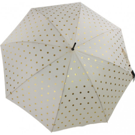 Parapluie Pierre Cardin ivoire a pois or