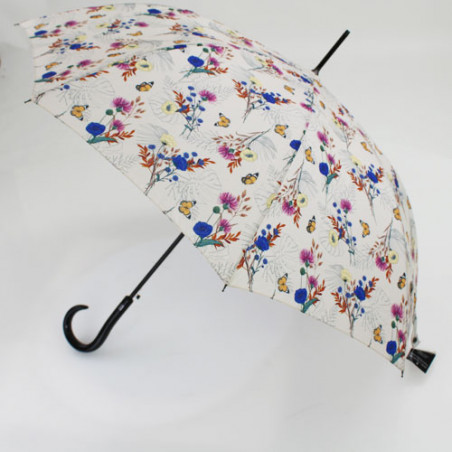 Parapluie droit Pierre Cardin inspiration florale en beige