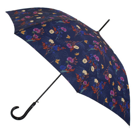 Parapluie droit Pierre Cardin inspiration florale en bleu