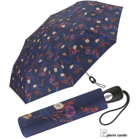 Parapluie pliant Pierre Cardin inspiration florale en bleu