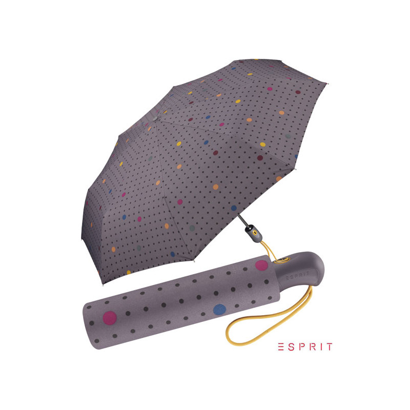 Parapluie pliant Esprit gris taupe pois multicolores