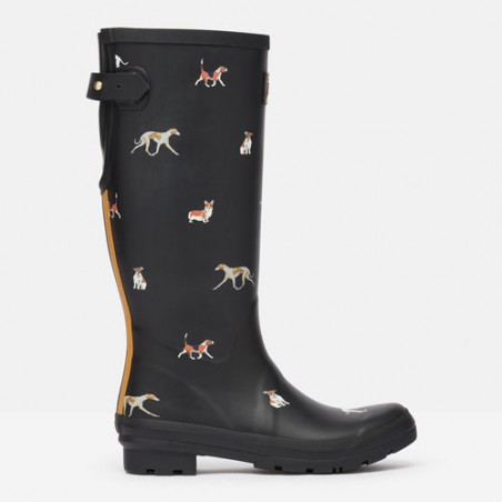 Bottes de pluie femme en noir motif chiens