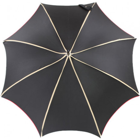 Parapluie noir à liseret beige forme pagode