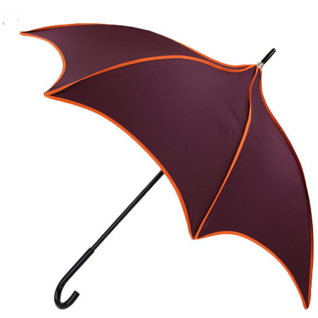 Parapluie prune à liseret orange forme pagode