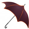Parapluie prune à liseret orange forme pagode