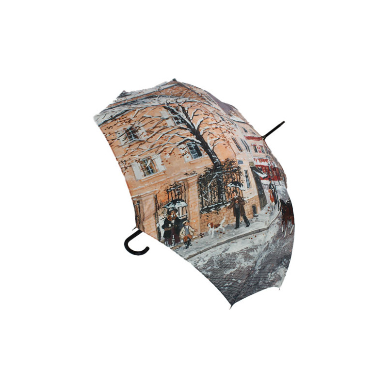 Parapluie canne Paris 1900 sous la neige