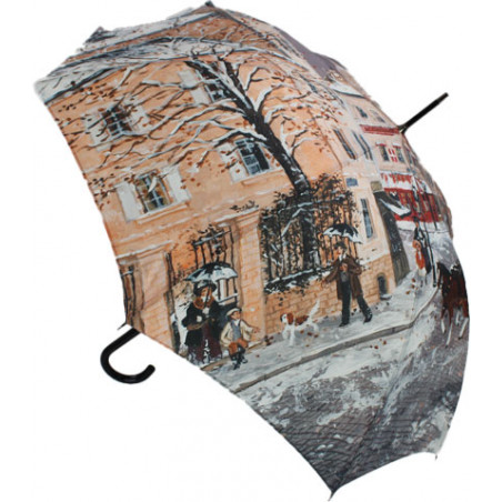Parapluie canne Paris 1900 sous la neige