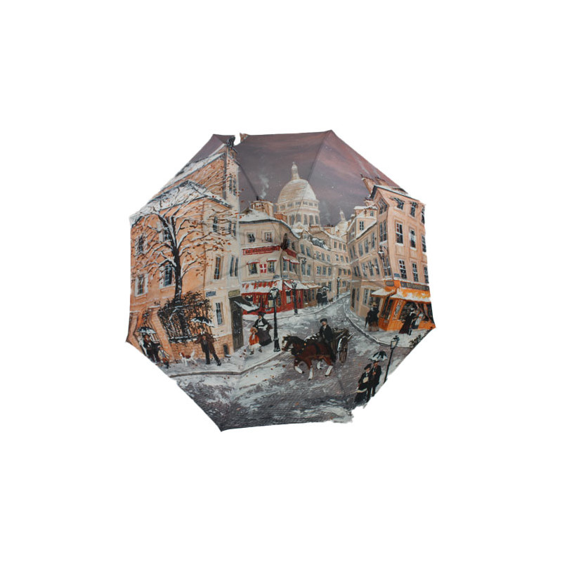 Parapluie canne Paris 1900 sous la neige