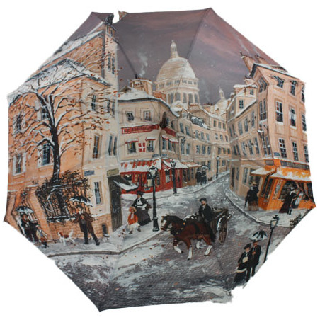 Parapluie canne Paris 1900 sous la neige