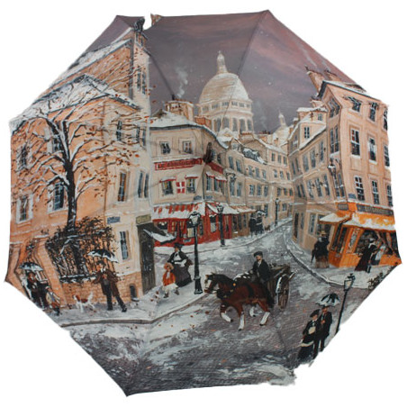 Parapluie canne Paris 1900 sous la neige