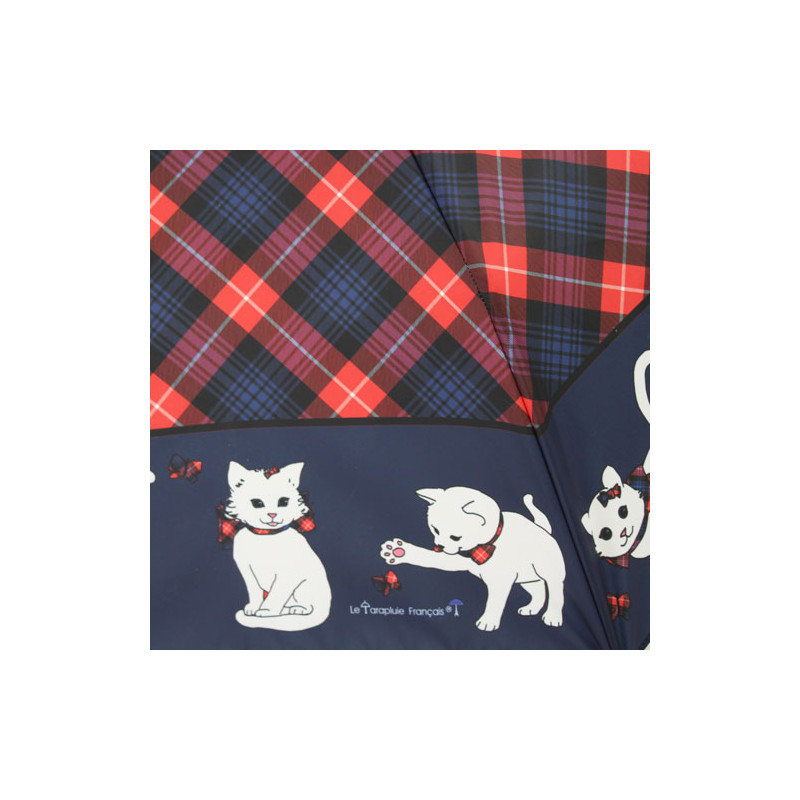 Parapluie pliant chats écossais en bleu
