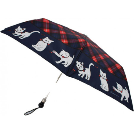 Parapluie pliant chats écossais en bleu
