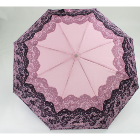 Parapluie pliant dentelles en noir et rose Chantal Thomass