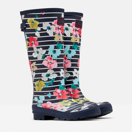 Bottes de pluie rayées et fleurs