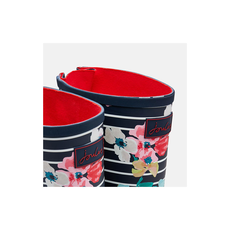 Bottes de pluie rayées et fleurs