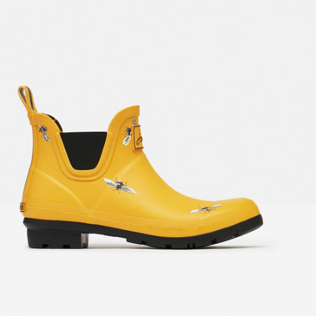 Bottines de pluie femme en jaune motif abeilles