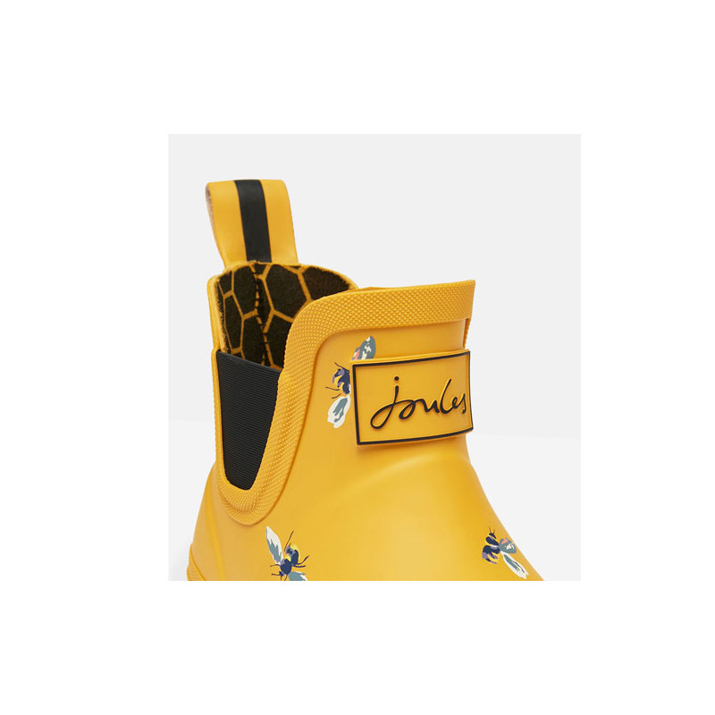 Bottines de pluie femme en jaune motif abeilles