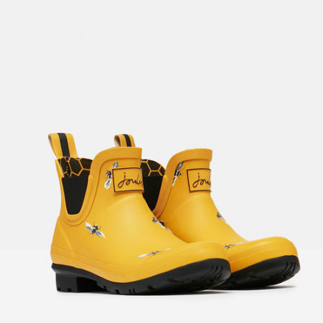 Bottines de pluie femme en jaune motif abeilles