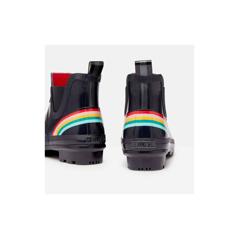 Bottines de pluie bleu marine arc en ciel