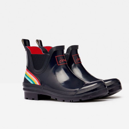 Bottines de pluie bleu marine arc en ciel