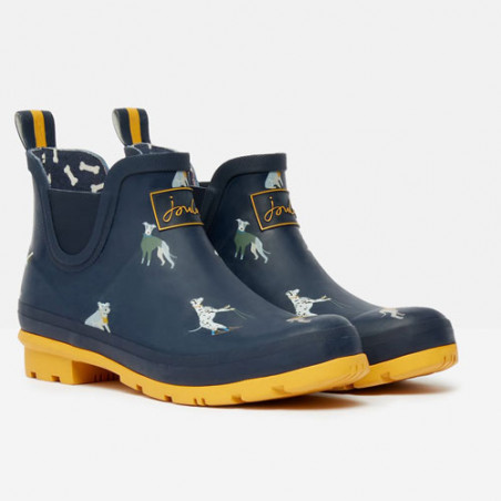 Bottines de pluie femme bleu marine motif chiens