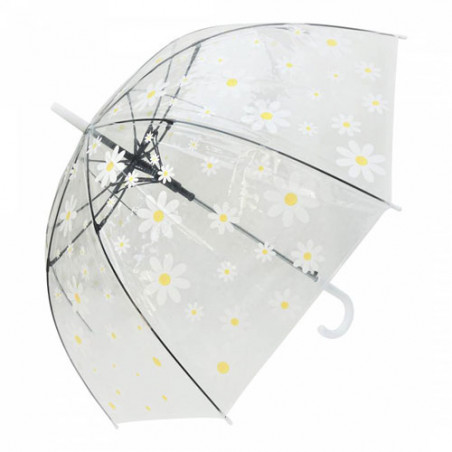 Parapluie cloche transparent marguerites