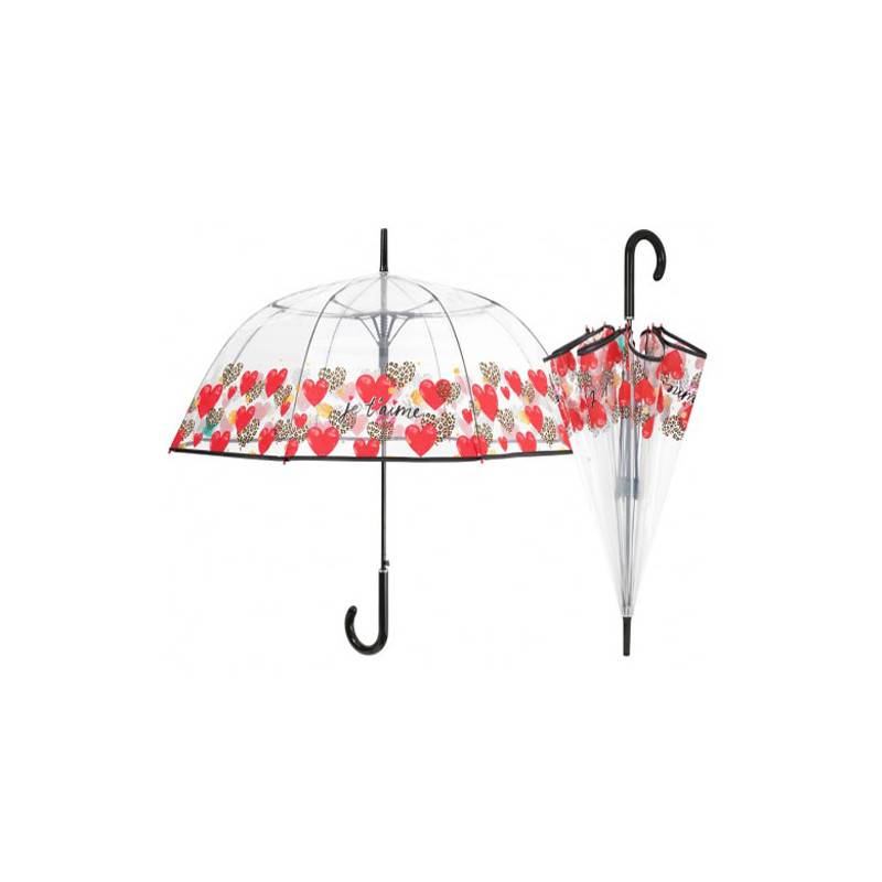 Parapluie cloche transparent je t'aime