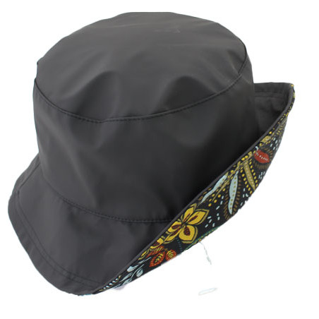 Chapeau de pluie  gris carbone revers motif floral