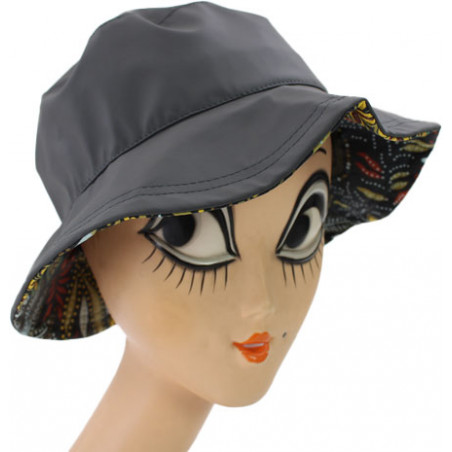 Chapeau de pluie  gris carbone revers motif floral