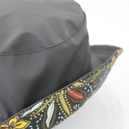 Chapeau de pluie  gris carbone revers motif floral