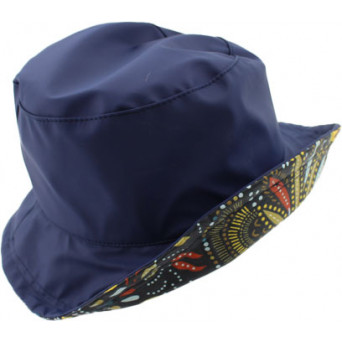 chapeau de pluie bleu revers motif floral pour femme