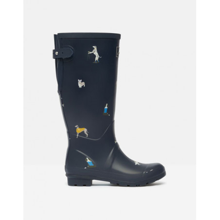 bottes de pluie fantaisie femme bleu marine motif chiens