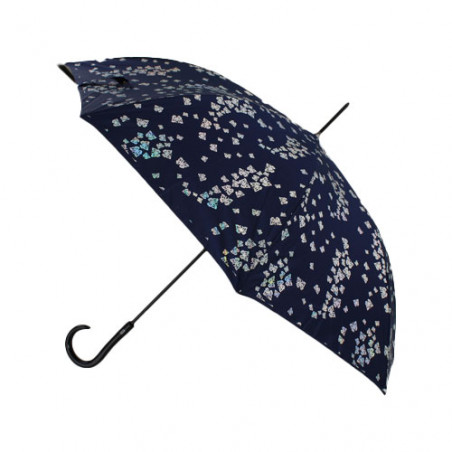 Parapluie droit Pierre Cardin papillons argent effet métallique