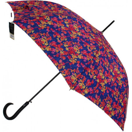 Parapluie canne bleu Pierre Cardin feuilles printanières