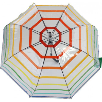 Parapluie transparent cloche bandes multicolores Benetton