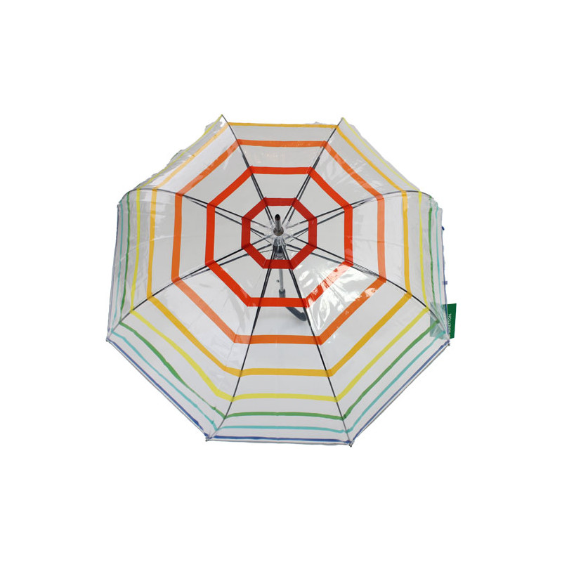 Parapluie transparent cloche bandes multicolores Benetton