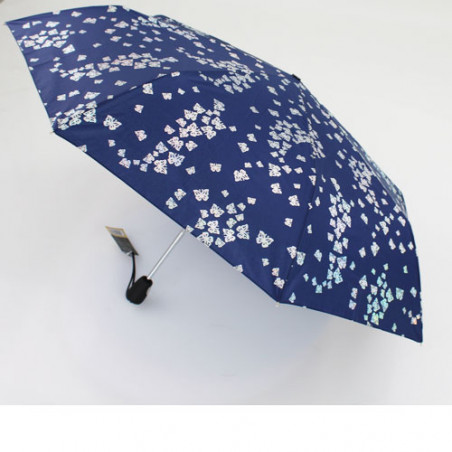Parapluie pliant Pierre Cardin papillons argent effet métallique
