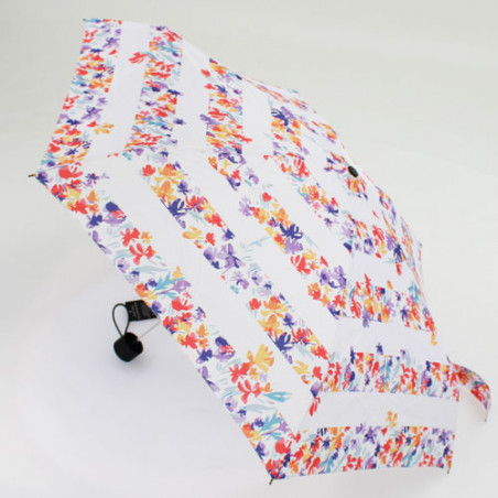 Mini parapluie pliant fond blanc Pierre Cardin feuilles printanières