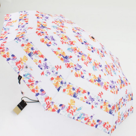 Parapluie pliant fond blanc Pierre Cardin feuilles printanières