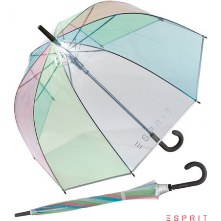 Parapluie cloche transparent arc en ciel Esprit  poignée noire