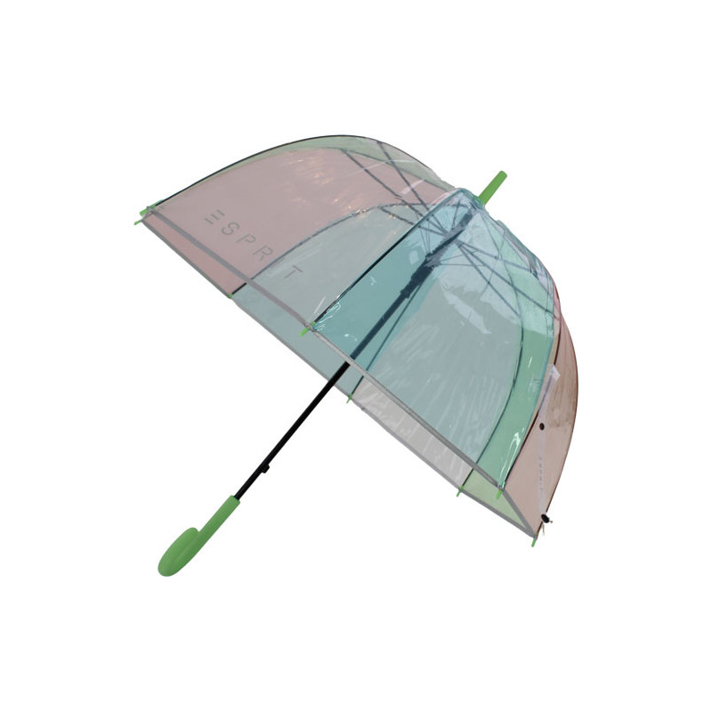 Parapluie cloche transparent arc en ciel Esprit  poignée vertee