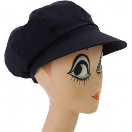 Casquette de pluie femme bleu marine aspect tissus