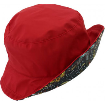 Chapeau de pluie gomme rouge revers motif floral