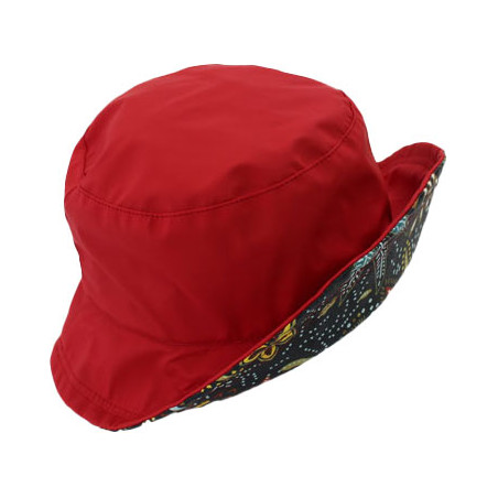 Chapeau de pluie gomme rouge revers motif floral