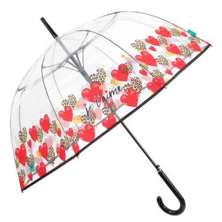 Parapluie cloche transparent je t'aime