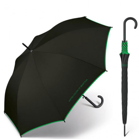 Parapluie droit noir Benetton