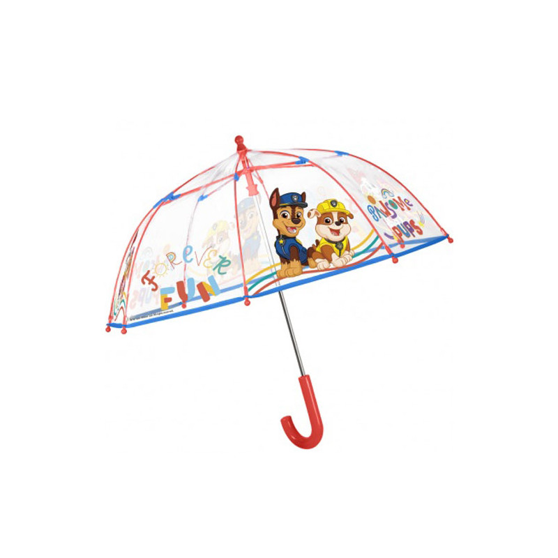 Parapluie transparent enfant Pat Patrouille rouge et bleu