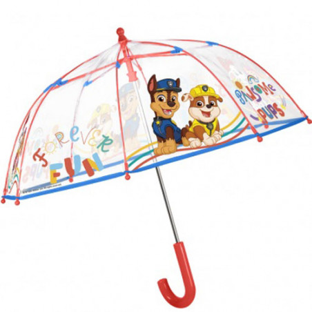 Parapluie transparent enfant Pat Patrouille rouge et bleu