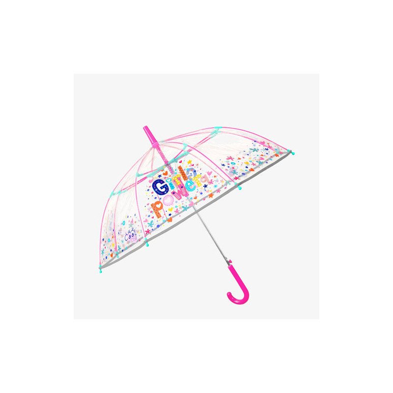 Parapluie transparent enfant "girl power"