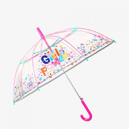 Parapluie transparent enfant "girl power"